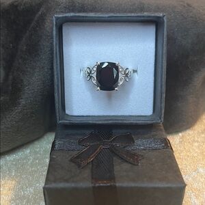 Australian Black Tourmaline 3.50 Solitaire Ring in Sterling Silver size 5
